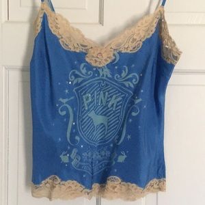💙Vintage Pink Silk Rhinestone Cami